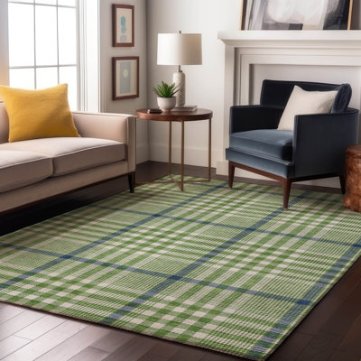 Premium Machine Washable Corry AMF1054 Plaid Rug