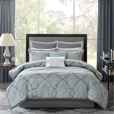 Ensemble d'édredon 12 pièces avec draps en coton bleu grand