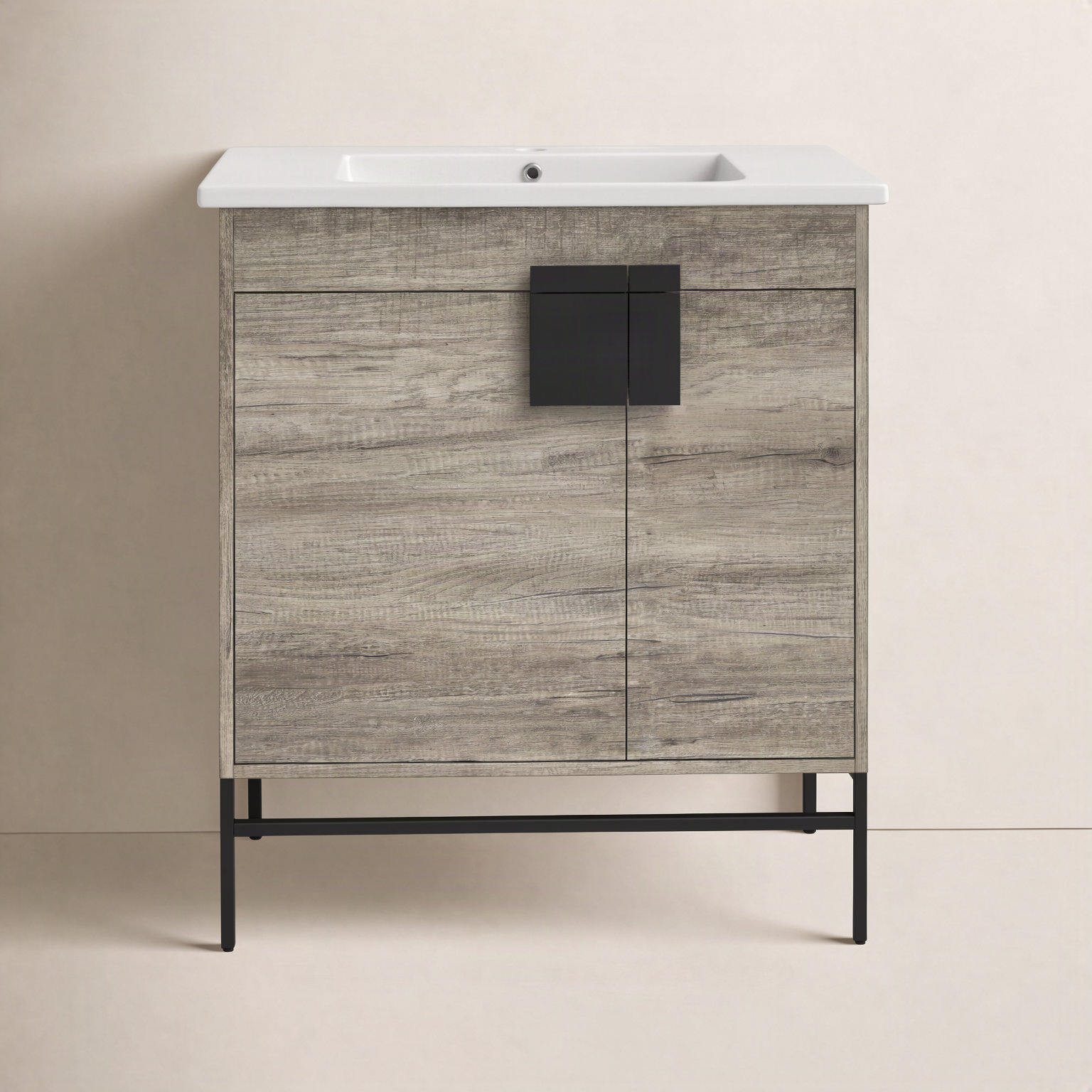 Maisie 30'' Single Bathroom Vanity, Gray, Black Matte