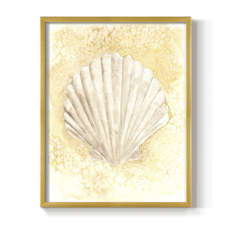 Reproduction encadrée Salty Seashell II - bois massif, H 14 po x l 11 po