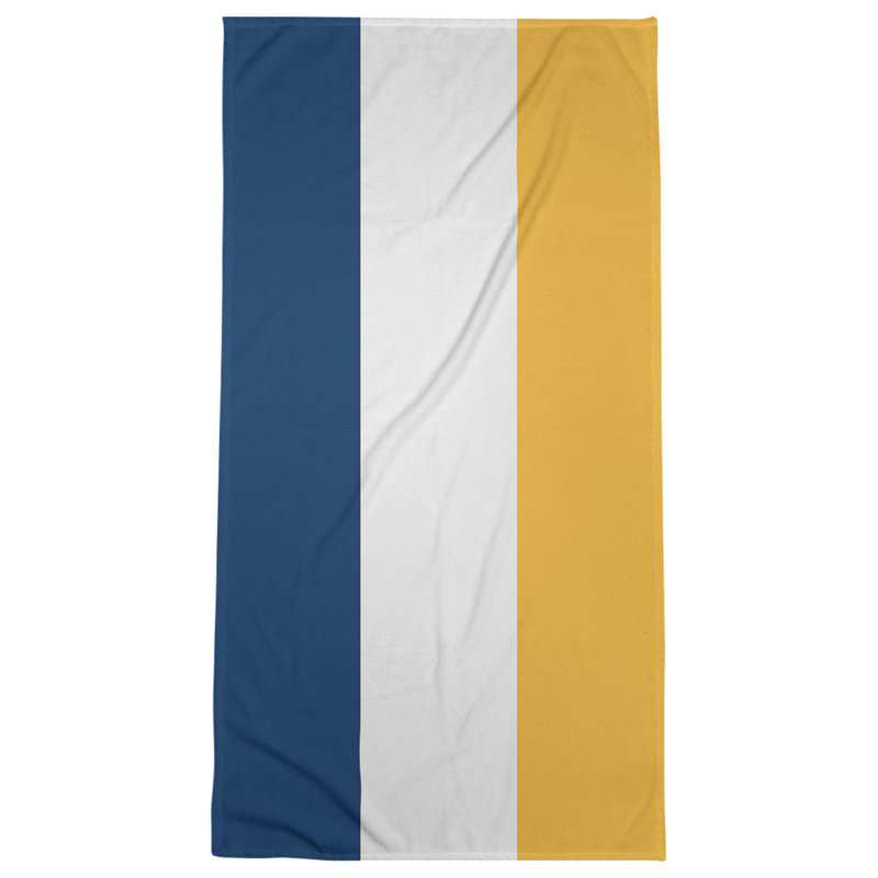 Cotton Blend Lightweight Bath Towel, Navy Blue/White/Gold