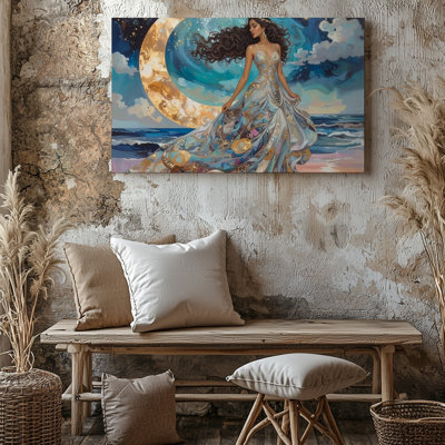 Art mural sur toile, déesse de la lune céleste, divin féminin, prêt à accrocher, galerie, décoration intérieure, conception moderne, qualité supérieure