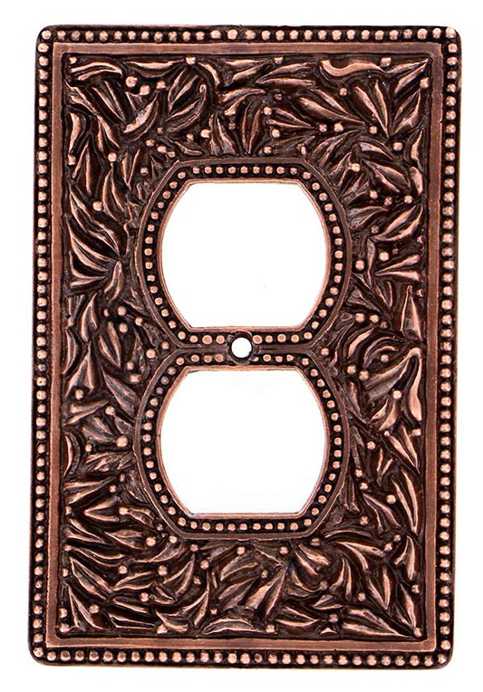 San Michele Patterned 1 - Gang Duplex Outlet Wall Plate, Antique Copper