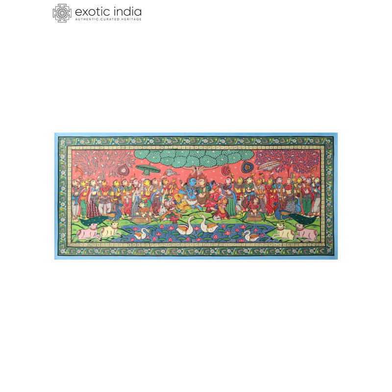 «Rasleela - Célébration vue de Radha Krishna avec Gopis», reproduction d'art