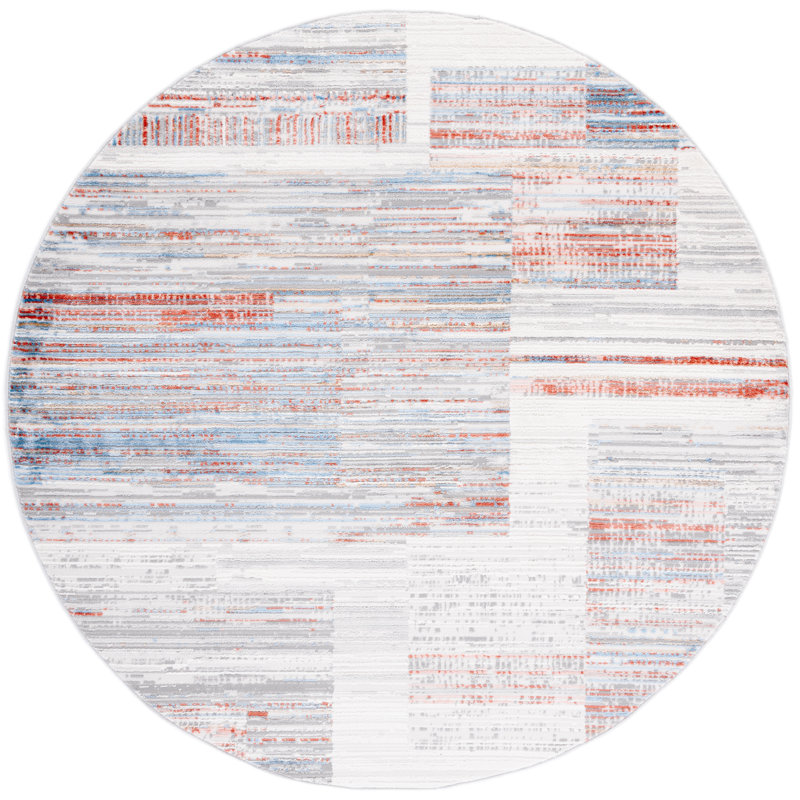 Shivan 100 Performance Abstract Rug, Round 6'7"