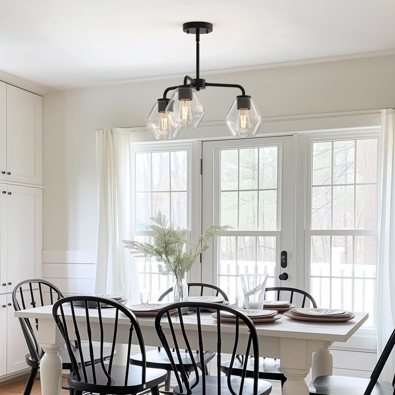 Alcide 3-Light Flush Mounted Pendant Lighting Chandelier For Hallway Loft Kitchen Bar Close To Ceiling, Clear