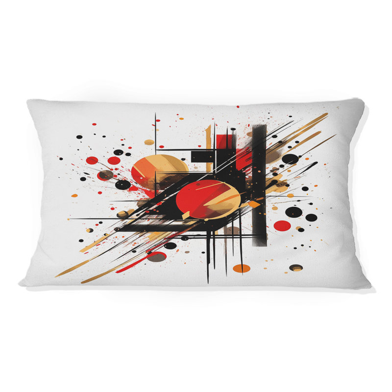 Red And Black Abstract Dreamscape II - Abstract Shapes Printed Throw Pillow