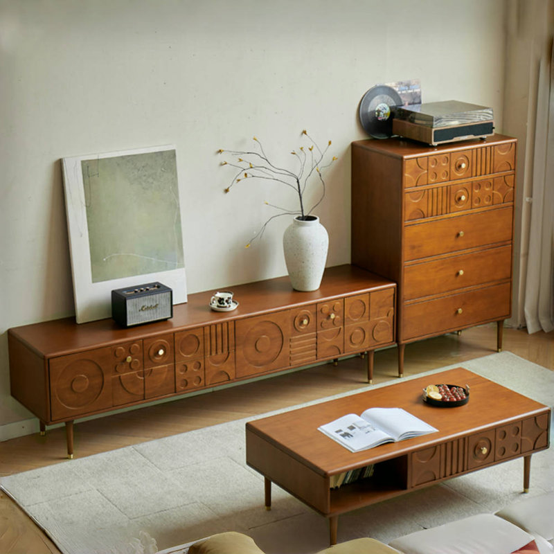 Meuble télé simple et rétro brun