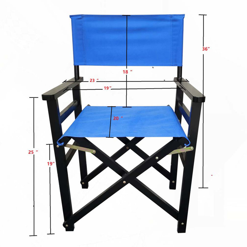 Chaise pliante en bois, Bleu / Noir
