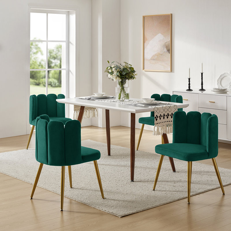 Yorba Upholstered Side Chair, Emerald Velvet