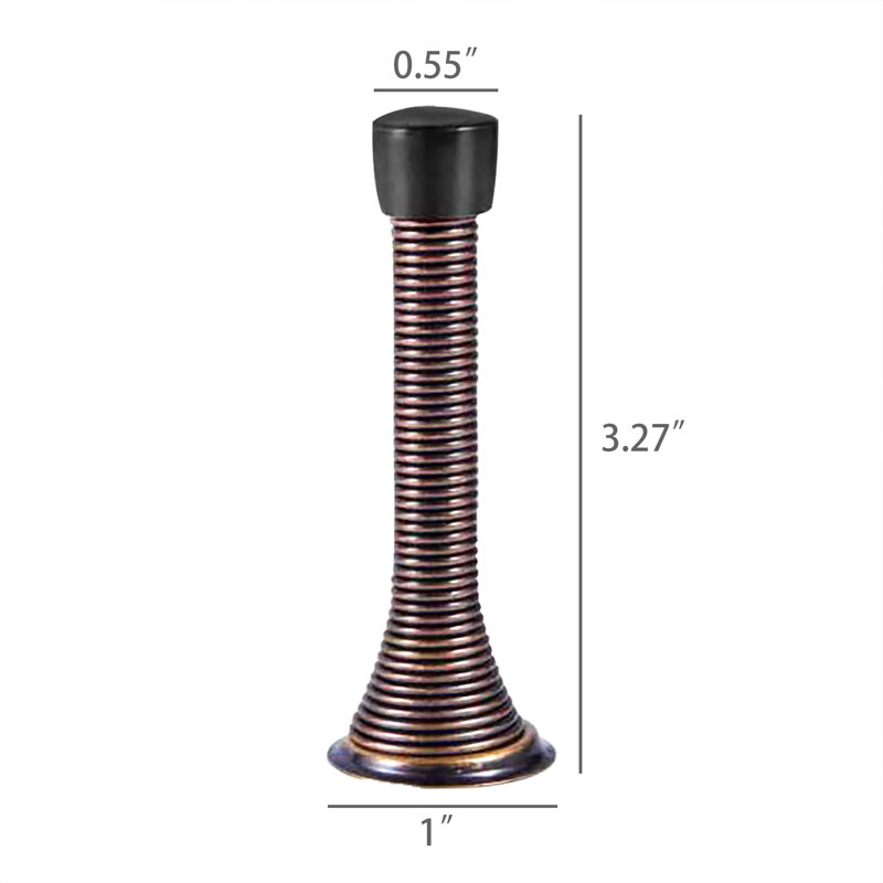 Butées de porte à ressort Fixturedisplays® 10PK avec embouts de pare-chocs en caoutchouc noir, butoir de porte à ressort flexible en acier 3-1 / 10 po - 10PK
