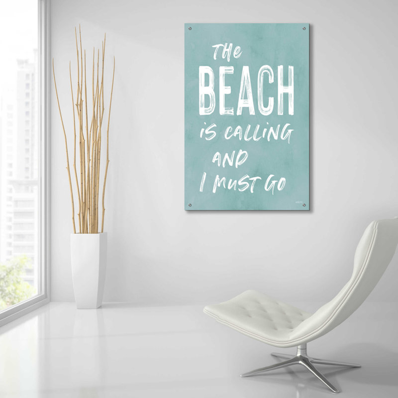 «The Beach Is Calling» par Lettrage et doublure - Art textuel sans cadre, H 36 po x l 24 po x P 0,2 po