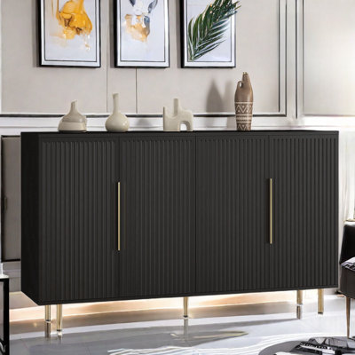 Ayka Sideboard with Adjustable Shelves and 4 Doors Fluted Panel