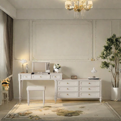 Cream Style Solid Wood Dressing Table
