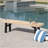 Outdoor Bench With Slat Panel Design And Acacia Wood Frame, Natural And Grey-1533448442