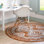 Tapis oriental en terre cuite / ivoire