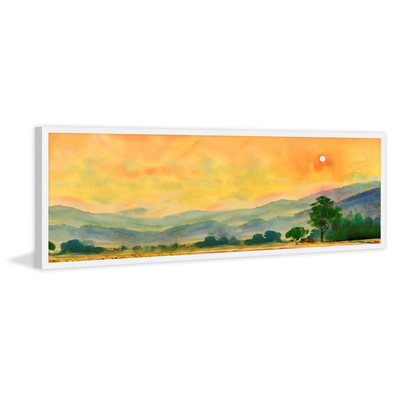 Plains and Mountains 1 Piece Single Picture Frame Painting, 38cm H x 114cm W x 3.81cm D