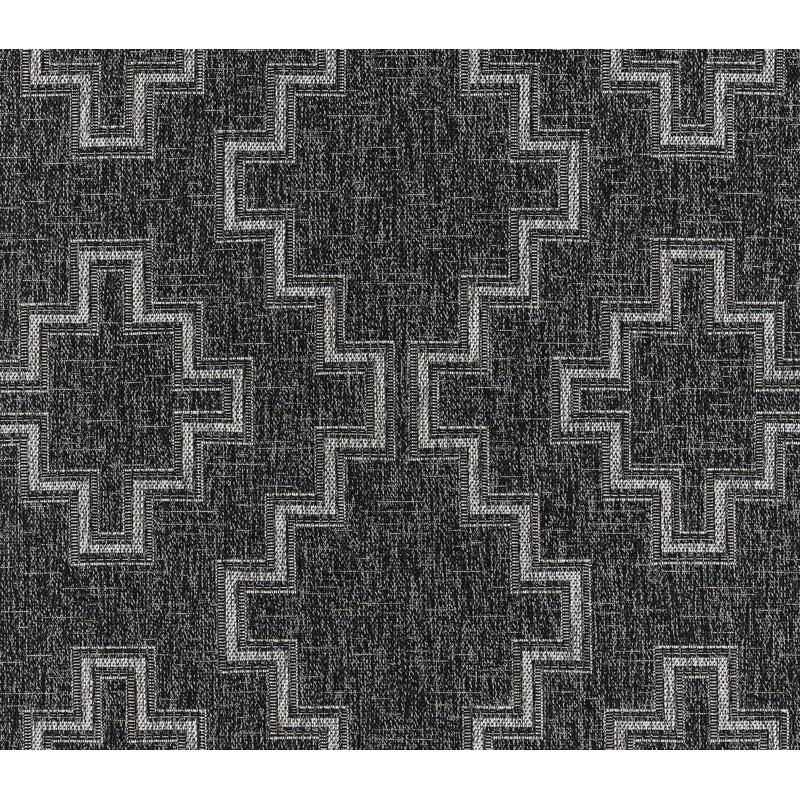 Tapis intérieur / extérieur noir / gris Fecteau, Rectangle 2 pi x 3 pi