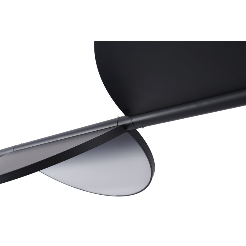 Luminaire suspendu 4 lumières DEL en aluminium noir avec diffuseurs en acrylique blanc