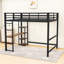 Lit mezzanine double avec tablettes intégrées, bureau et échelle
