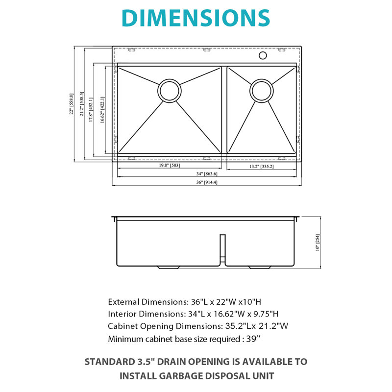 36"X22"X10" Double Bowl  60/40  Topmount Kitchen Sink In 16 Gauge T304 Stainless Steel With Brushed Nickel, X - Shaped Water Flow For Quick Drain, R10 Rounded Corner, Coating To Avoid Condensation,