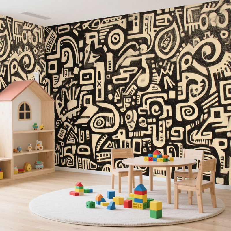 Peler et coller le papier peint mural, les motifs tribaux de style tribal africain sans couture peuvent être utilisés pour l'art mural en tissu auto-adhésif et amovible