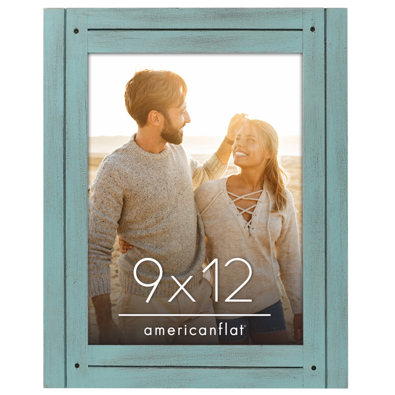Cadre photo Americanflat rustique - poli, verre transparent, 9" x 12", Rustic Turquoise