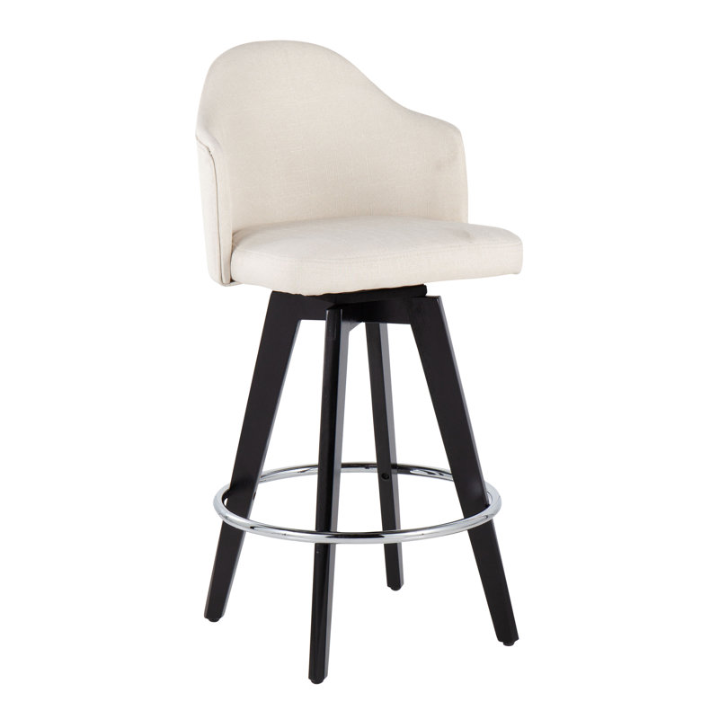 Arabelle Swivel Upholstered Counter Stool, Cream, Black/Chrome, Counter Stool (26" Seat Height)