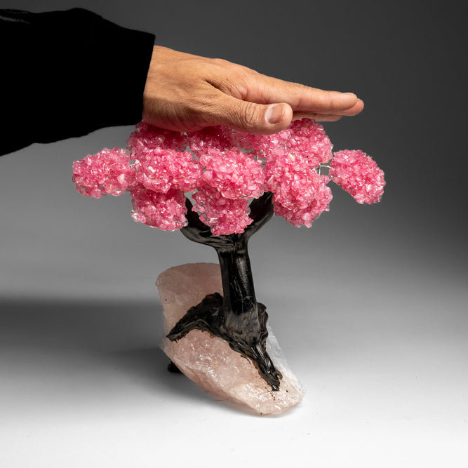 Custom - Genuine Rose Quartz Clustered Gemstone Tree On Rose Quartz Matrix (Unconditional Love Tree)
