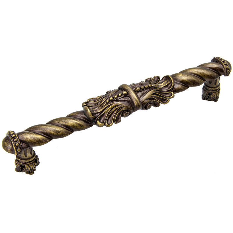 Acanthus large pull Romanesque style, 6", Antique Brass