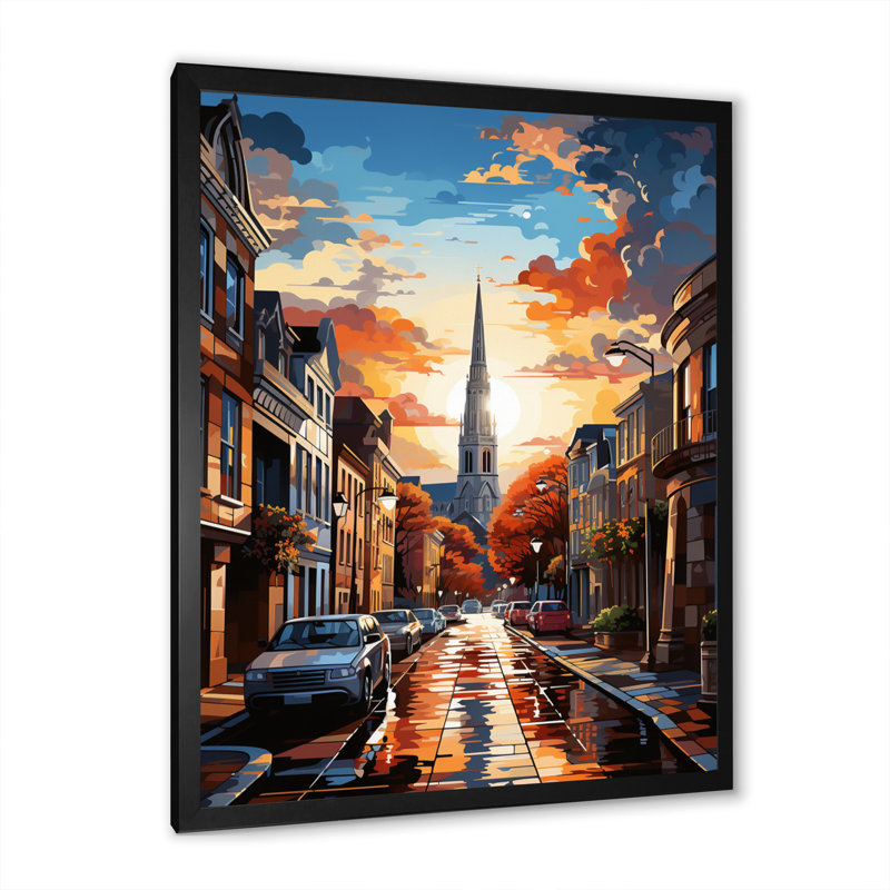 Latoyla City Charleston Popart IV sur toile, H 32 po x l 24 po x P 1 po, Cadre photo noir