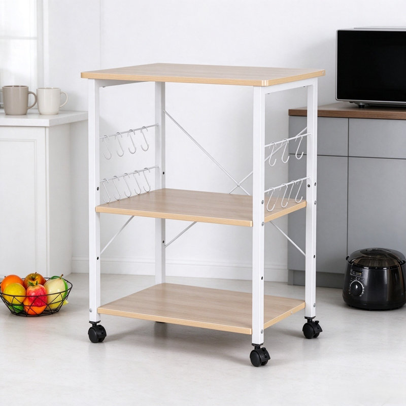 Étagère de poste de travail de chariot de rangement pour four à micro-ondes à 3 niveaux Baker's Rack