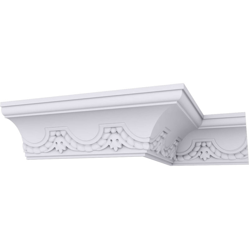 H 3 1/2 po x P 3 3/8 po x F 4 7/8 po x L 94 1/2 po, (répétition 3 7/8 po), moulure de couronne Lunel