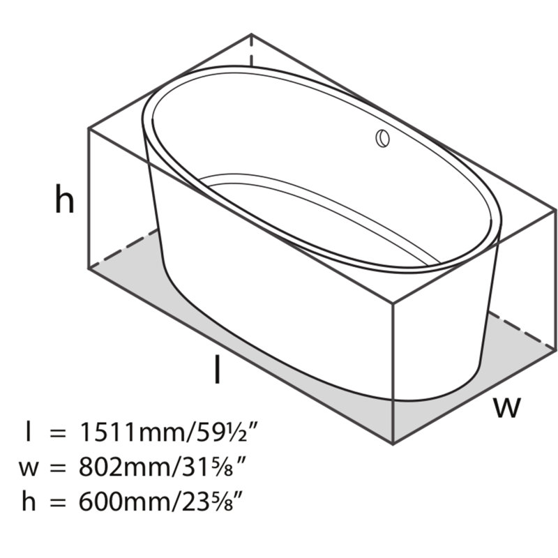 Ios 60" x 60" Freestanding Soaking Bathtub, Englishcast White