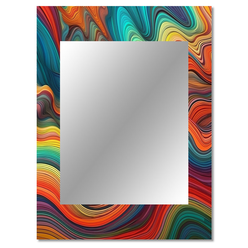 Exploring The Depths Of Orange Marble III - Geometric Decorative Mirror, Modern Wall Mirror, Printed Metal Art, 40" x 30"