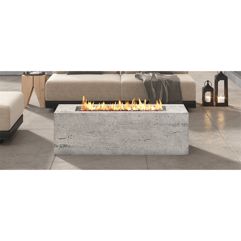 Foyer d'extérieur rectangulaire au propane 40000 BTU, chauffe-terrasse 41,9 po avec brûleur en acier inoxydable et pierres de lave gratuites, couvercle imperméable, adapté pour la cour, la pelouse, les patios, les terrasses et la piscine