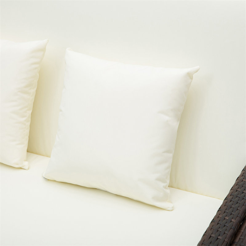 Aymelia 72cm Long Reclining Double Chaise with Cushions, Cream/White, Brown