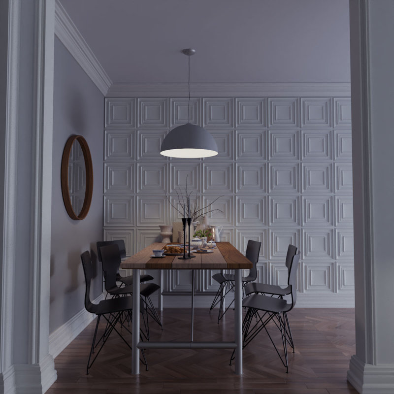 White Textured 3D PVC Decorative Wall Panels Set