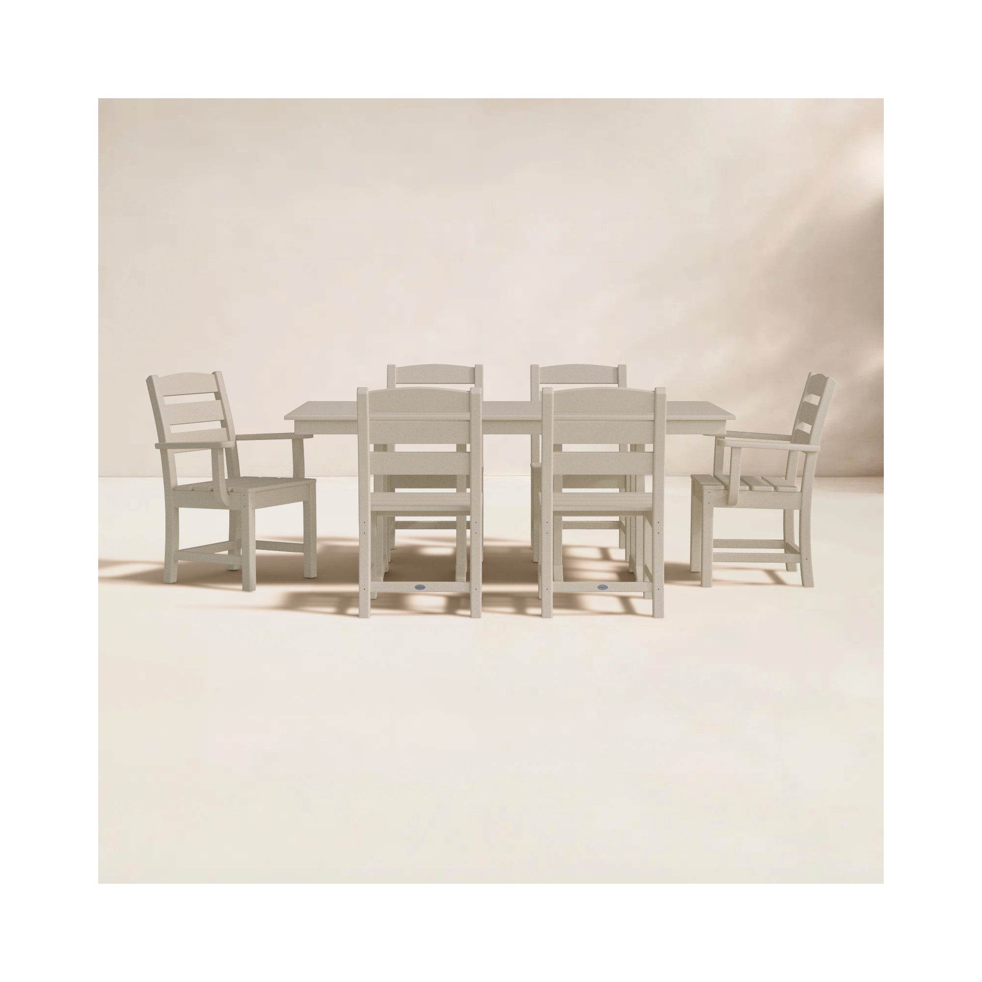 Lakeside 7-Piece Farmhouse Dining Set, Sand