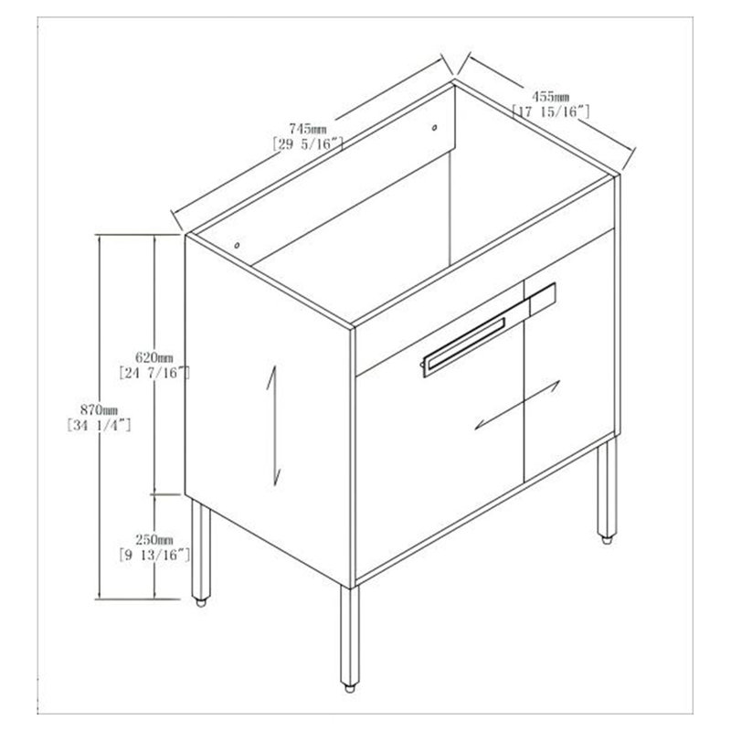 Le meuble-lavabo autoportant ou flottant de 30 po (29-5 / 16 po) est optionnel. 30 * 18-00330IMO-1 (KD-Packing) - Comprend seulement le meuble-lavabo, excluant l'évier