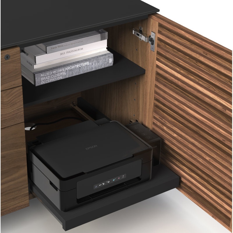 Bureau de direction en L Corridor, Noyer naturel