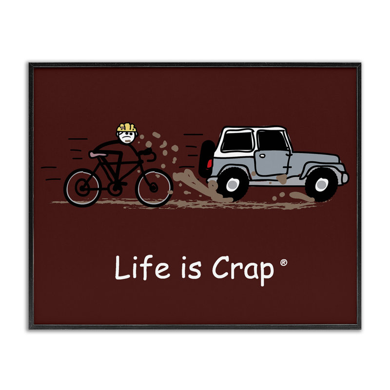 «Muddy Road Biker», estampe numérique par LIC, H 11 po x l 14 po, Giclée encadrée noir minuit