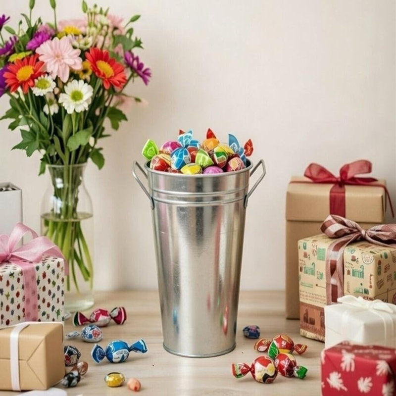 Ensemble de 3 vases en verre Hosley avec poignées l 5 po x H 9 po Hosley, Argent, H 9 po x l 5 po x P 5 po