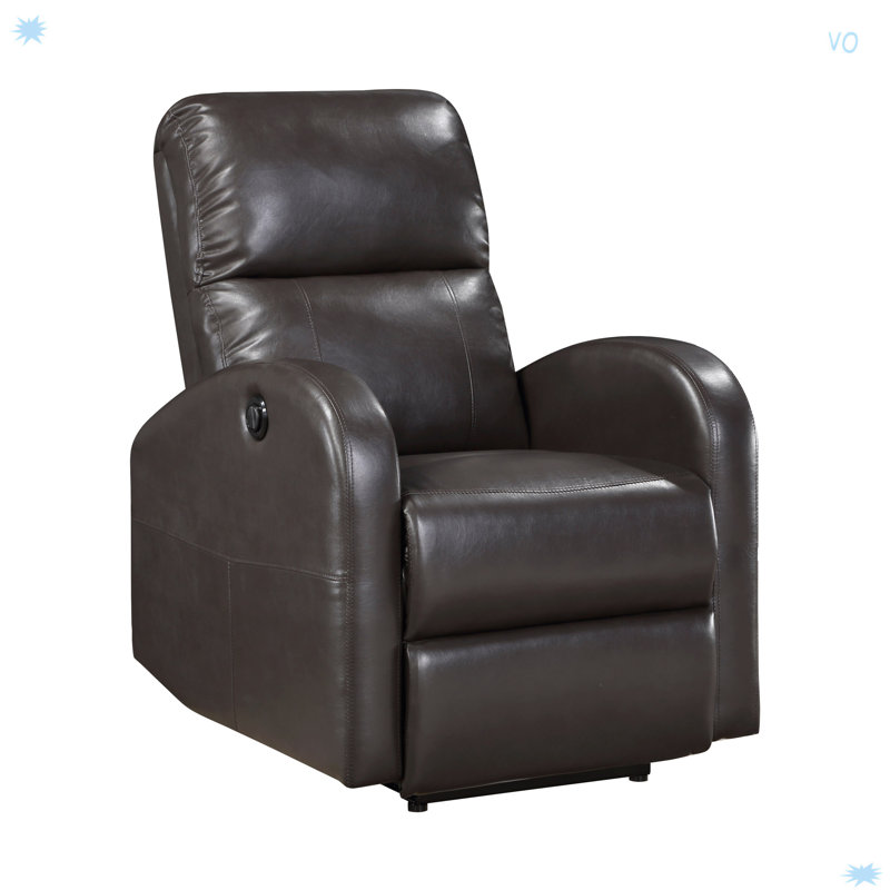 Power Reclining Chair 1Pc Faux Leather Upholstered Modern Contemporary Power Motion Reclining, Brown