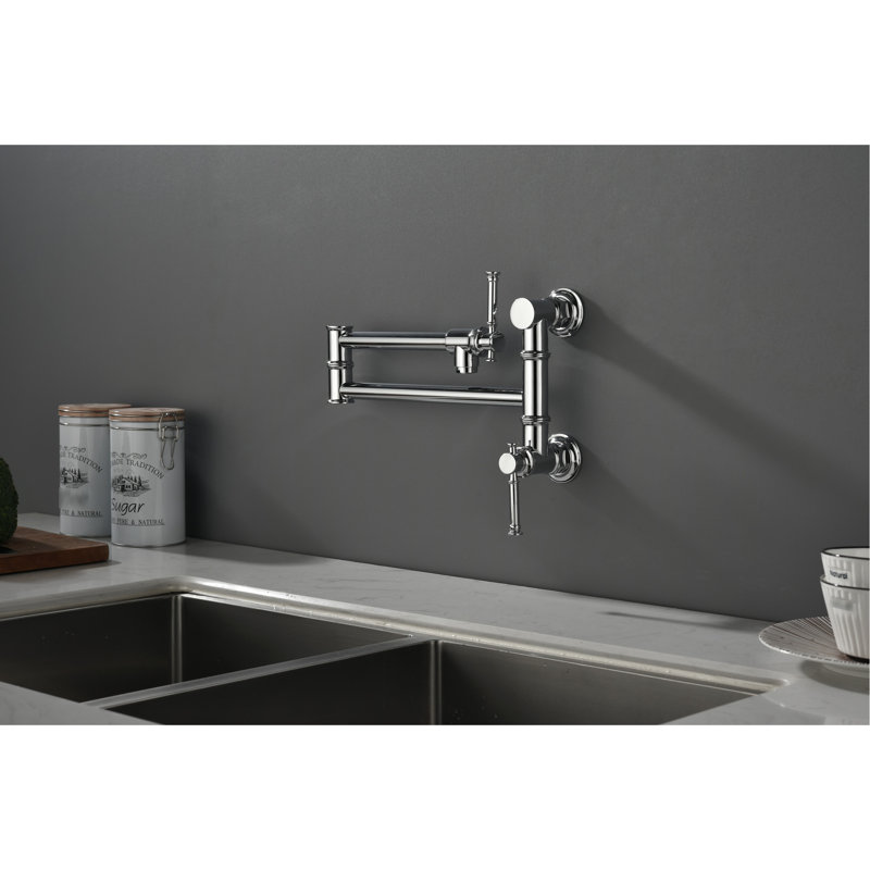 Modern Brass Wall Mounted Pot Filler - Swing Arm, Accurate Water Regulation, Treatment Mount Control, Corrosion Resistance Finish