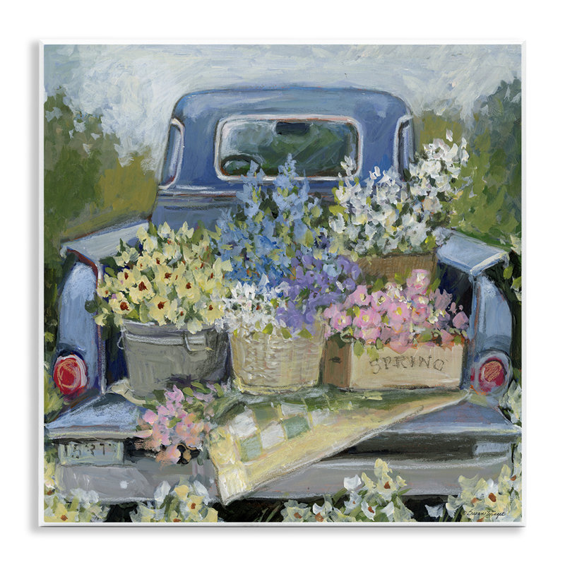 Plaque murale camion avec fleurs, design par Susan Winget