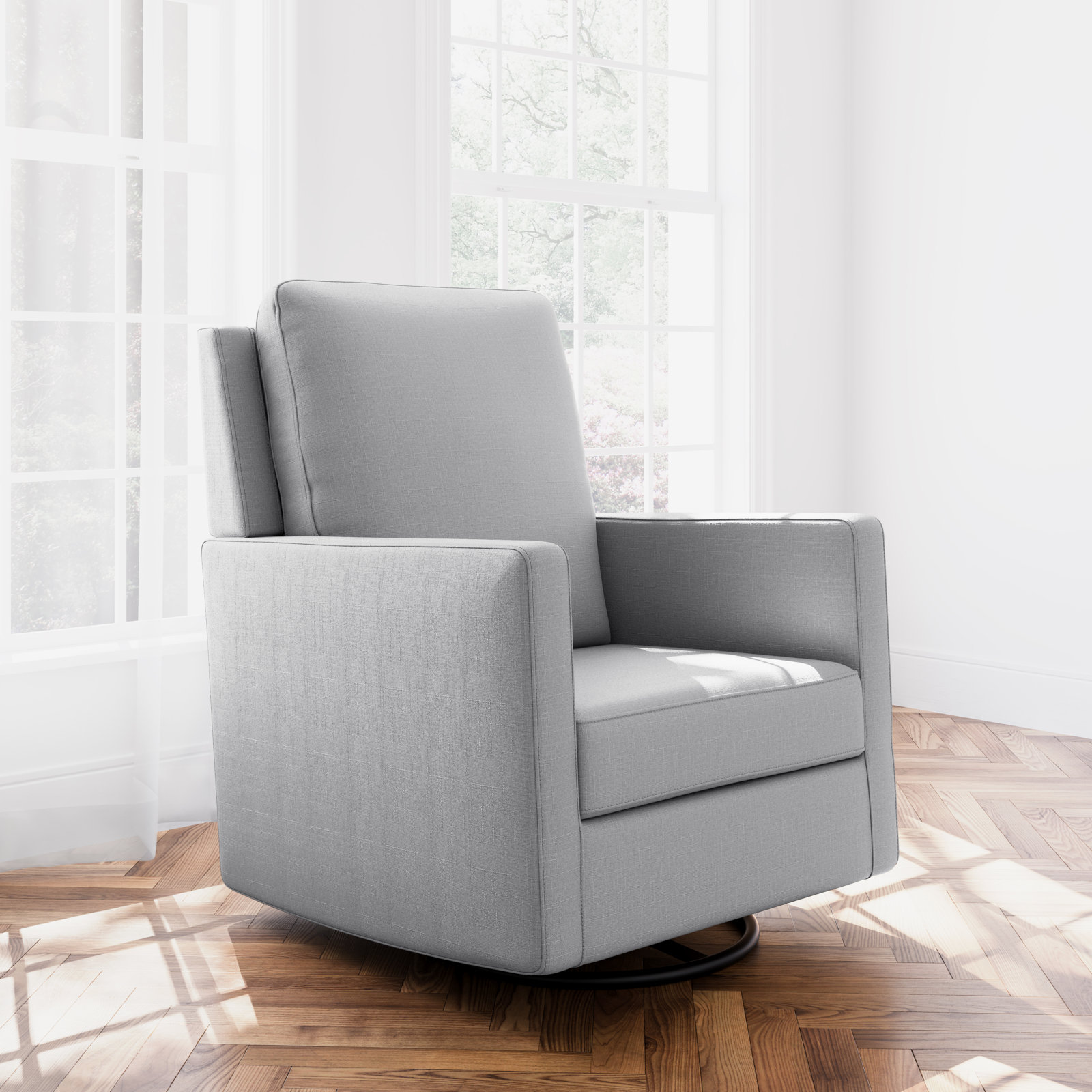 Calabasas Swivel Nursery Chair, Fog Fabric