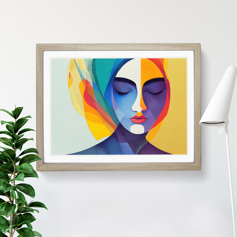 Watercolour Woman Vol.2 Abstract - Single Picture Frame Print, 25cm H x 34cm W, Light Grey/Brown