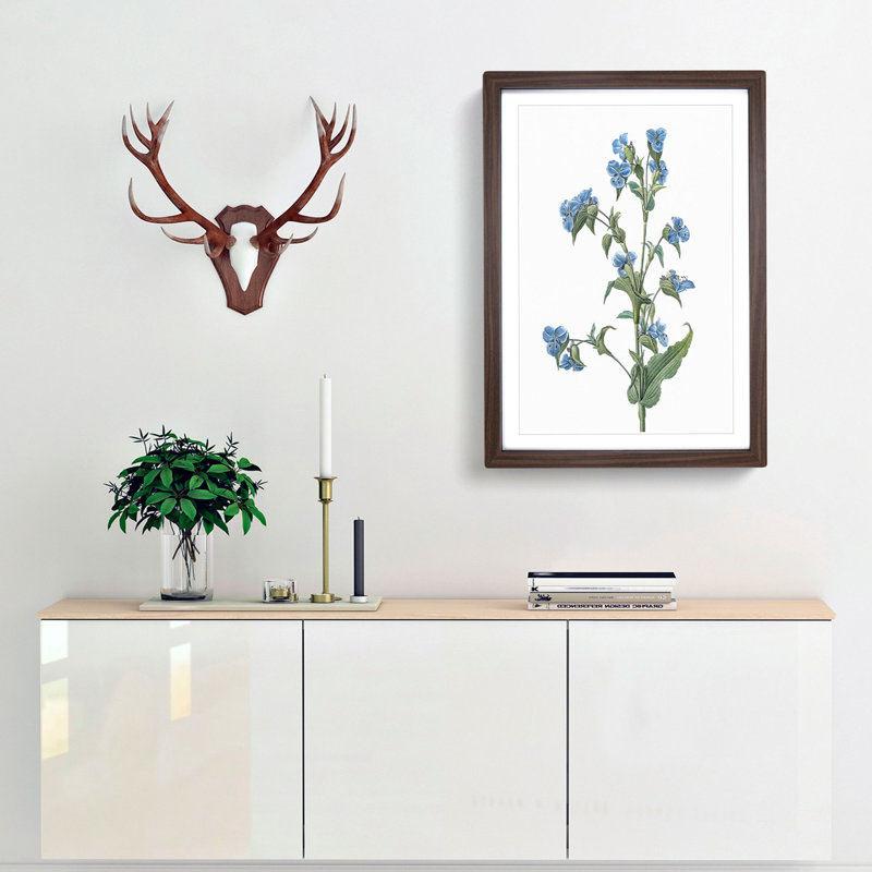 Blue Dayflowers by Pierre-Joseph Redoute - Picture Frame Art Print, 48cm H x 36cm W x 2cm D, Walnut Framed