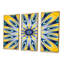 «Yellow and Blue Fractal Flower», reproduction de cadre flottant sur toile 3 pièces-370978359-370978355